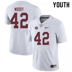 NCAA Youth Alabama Crimson Tide #42 Jaylen Moody Stitched College 2019 Nike Authentic White Football Jersey CA17N07FY
